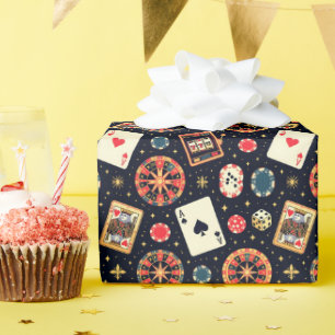 Papel De Presente tema de padrão de cassino em preto