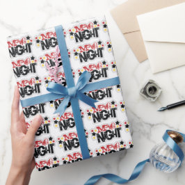 Papel De Presente tema de papel de empacotamento de texto noturno