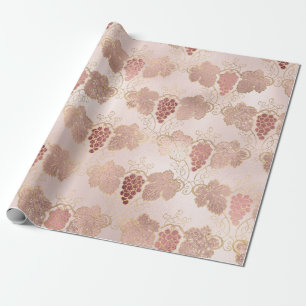 Papel De Presente Tema de vinho francês Rosa Dourado e Blush