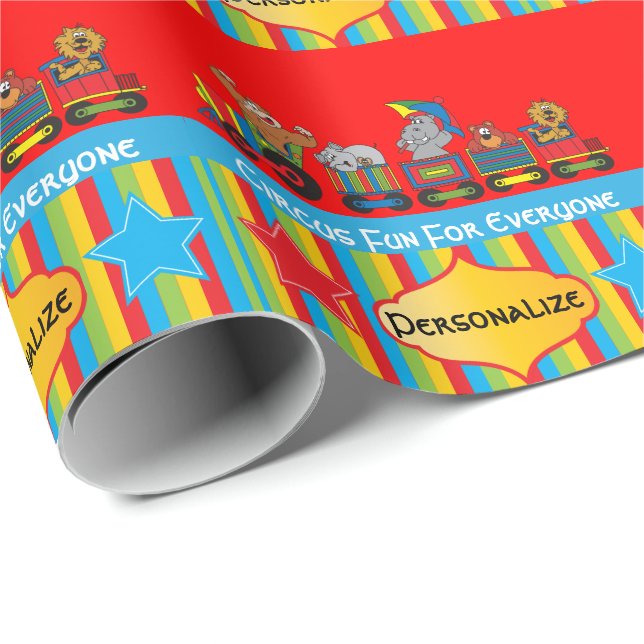 Papel De Presente Tema do Chá de fraldas Circus Fun (Ponta do rolo)