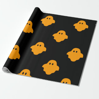 Papel De Presente Tema do Dia das Bruxas do Fantasma Laranja