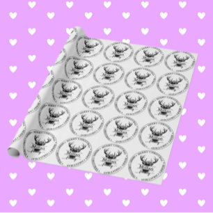 Papel De Presente Tema do Monograma Dividido no Natal da Família