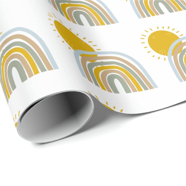 Papel De Presente Tema do Partido do primeiro aniversario Arco-Íris  (Ponta do rolo)