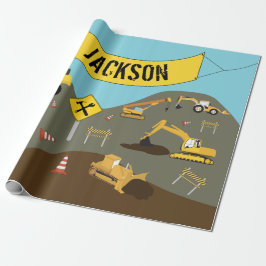 Papel De Presente Tema do Site de Caminhões de Construção