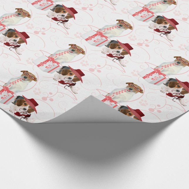 Papel De Presente Tema Menino Rosa e Branco Cães Altos (Ponta)