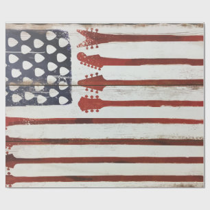 Papel De Presente Tema patriótico da música da guitarra da bandeir