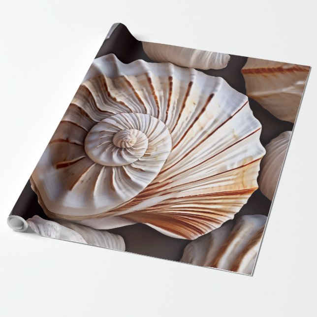Papel De Presente Tema Seashell e Beach (Desenrolado)