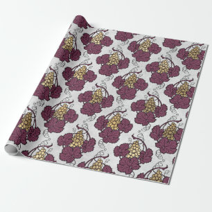 Papel De Presente Tema vinho ameixa e dourado da Borgonha
