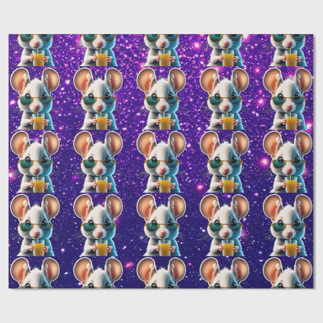 Papel de Presente Temático de Rato Fofo e Encantad (Aberto)