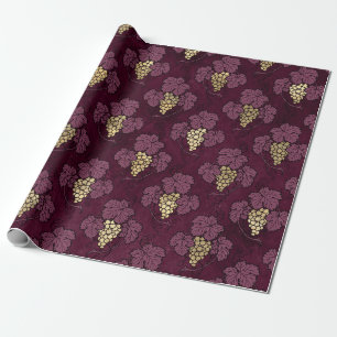Papel De Presente Temático Vintage Paris Burgundy Purple e Dourado W