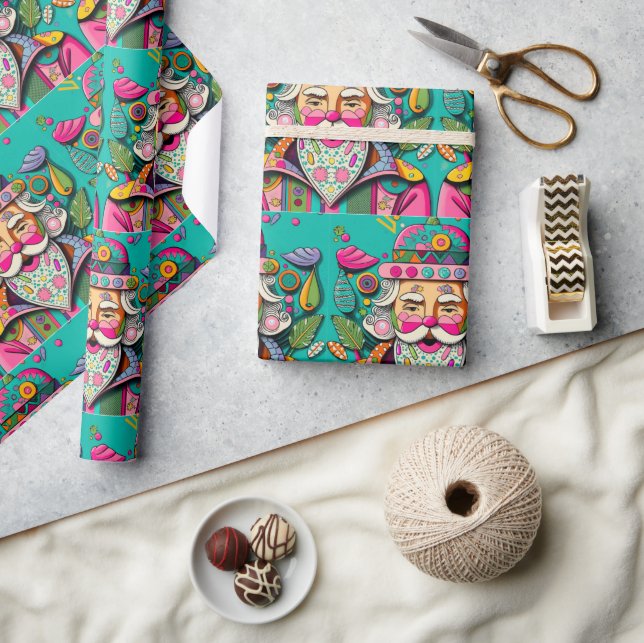 Papel De Presente Tempting Hippie Papais noeis (Artesanato)