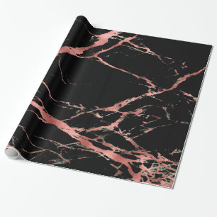 Papel De Presente Tendência preto rosa mármore brilhante