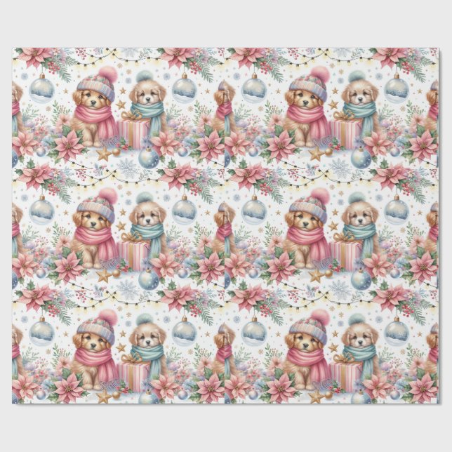 Papel De Presente Tendy Christmas Puppies Wraps Paper (Aberto)