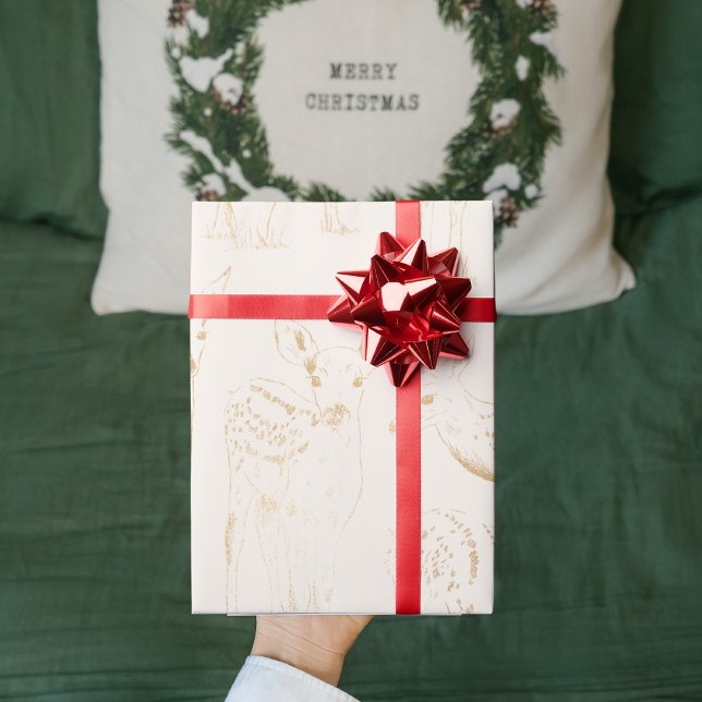 Papel De Presente Tendy Dourado Winter Veer Sem Olhos Natal Natal (Criador carregado)