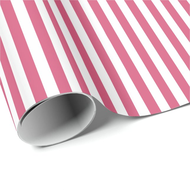 Papel De Presente Tendy Pink e White Wide Horizontal Stripes (Ponta do rolo)