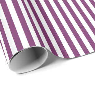 Papel De Presente Tendy Purple e White Wide Horizontal Stripes
