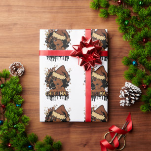 Papel De Presente tenha um natal com melanina senhora santa claus pr