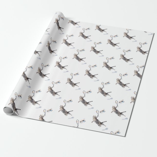 Papel De Presente Tênis de Reprodução de Gato (Desenrolado)