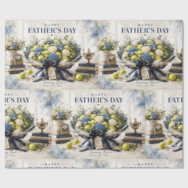 Papel De Presente Tênis Dia dos Pais com raquete e flores (Aberto)