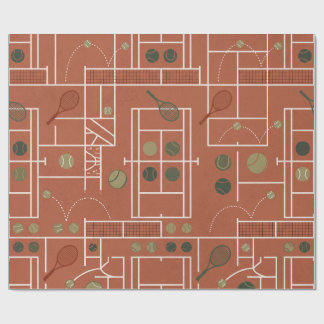 Papel De Presente Tênis Geométrico Retrô em Quadra de Saibro
