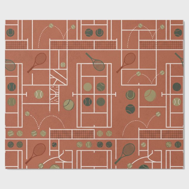 Papel De Presente Tênis Geométrico Retrô em Quadra de Saibro (Aberto)