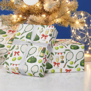 Papel De Presente Tênis Natal temido com raquete e bola