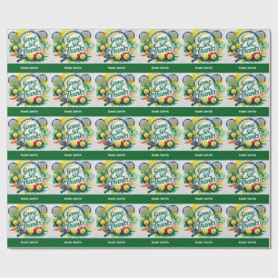 Papel De Presente Tênis Obrigado a festa com raquete e bola