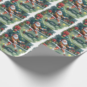Papel De Presente Tênis  Papai Noel Jogando Tênis na quadra