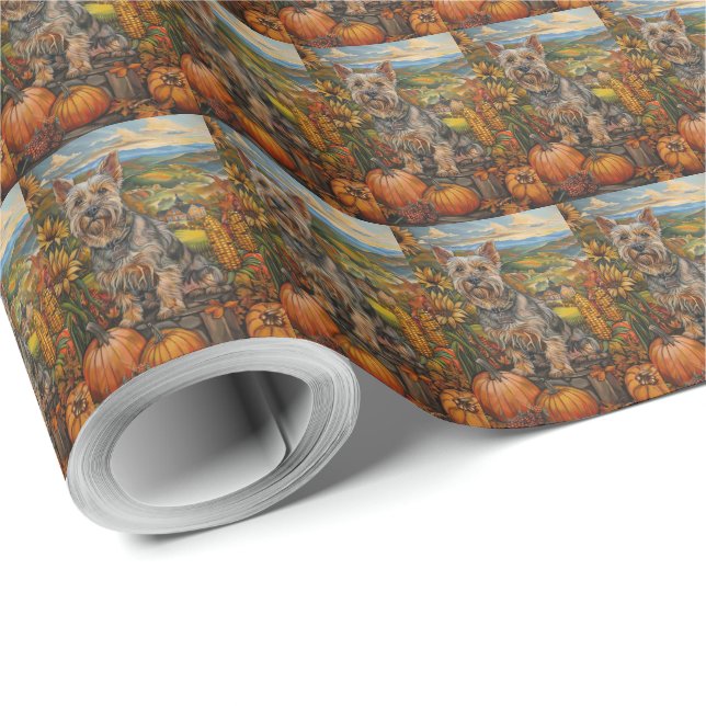 Papel De Presente Térmita Australiano Colheita de Outono Ação de Gra (Ponta do rolo)