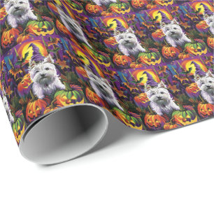 Papel De Presente Térmita Branco do West Highland no Dia das Bruxas