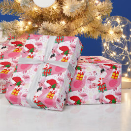 Papel De Presente Termo Flamingo Christmas
