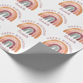 Papel De Presente Terna Tone Aquarela Nome Arco-Íris Aniversário