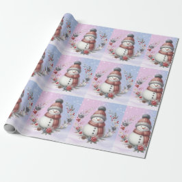 Papel De Presente Terra de Natal de Snowman Adorável