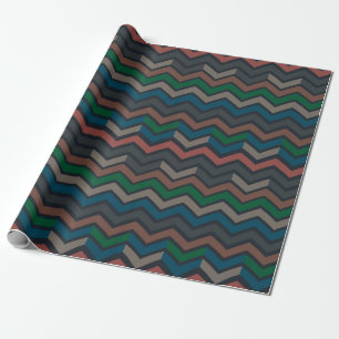 Papel De Presente Terra Escura Florestas Zigzag Chevron 