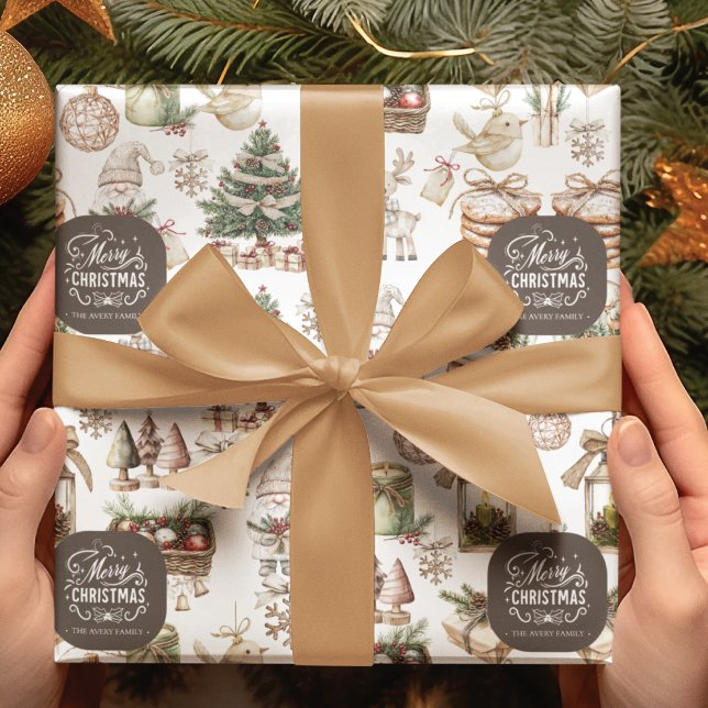 Papel De Presente Terra Maravilha de inverno personalizada com pássa (Criador carregado)