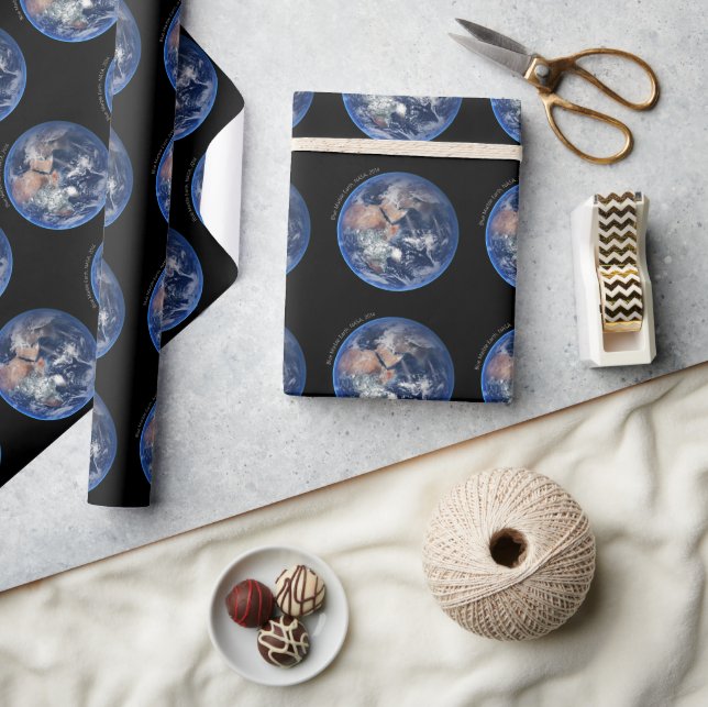Papel De Presente Terra Marble Azul, Foto por Satélite 2014 (Artesanato)