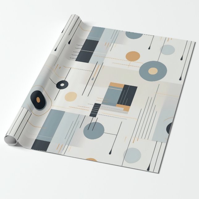 Papel De Presente Terra Moderna Abstrata Geométrica Neutra (2) (Desenrolado)