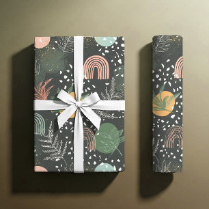 Papel De Presente Terraço Abstrato Moderno & Colagem Botânica