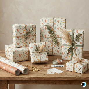 Papel De Presente Terraço Terroso Moderno   Terracota Verde Salvia