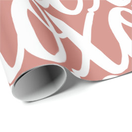 Papel De Presente Terracota Rosa Branco Padrão