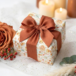 Papel De Presente Terracota Terrosa Flores Caprichosas Desenhadas à 