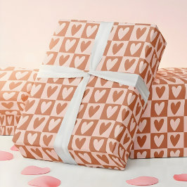 Papel De Presente Terracotta Boho Hearts Valentine Gift