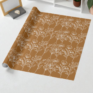 Papel De Presente Terracotta Botânica Fall Autumn Casamento