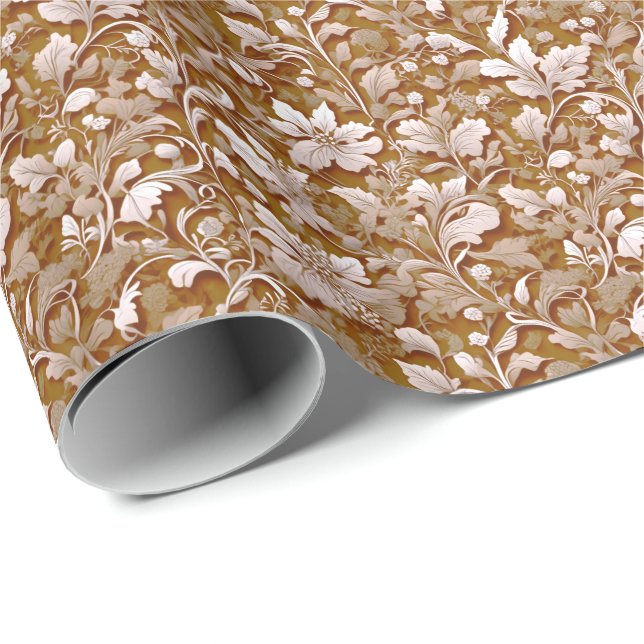 Papel De Presente Terracotta Burnt Orange Modern Botanho Moderno (Ponta do rolo)