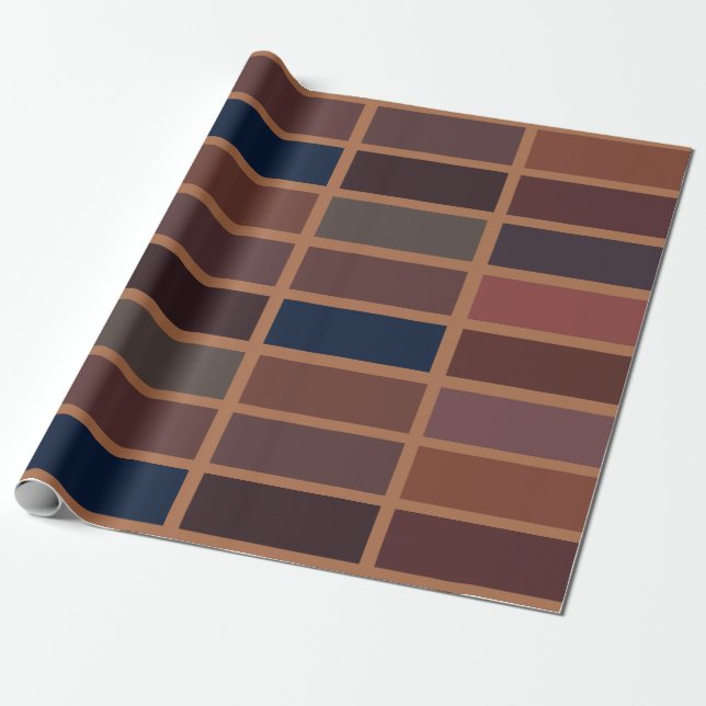 Papel De Presente Terracotta Colorful Stripes Rust Stripes (Desenrolado)
