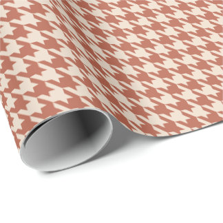 Papel De Presente Terracotta & Creme Padrão Xadrez Houndstooth | Que