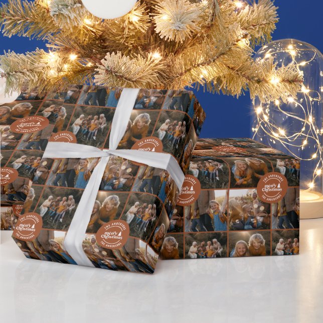 Papel De Presente Terracotta multifoto Natal mínimo (Feriados)