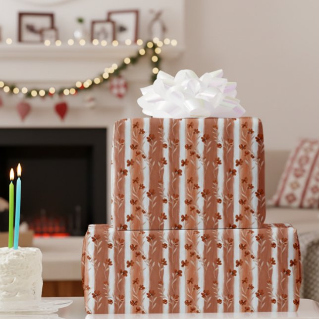 Papel De Presente Terracotta Wildflower Stripe (Criador carregado)