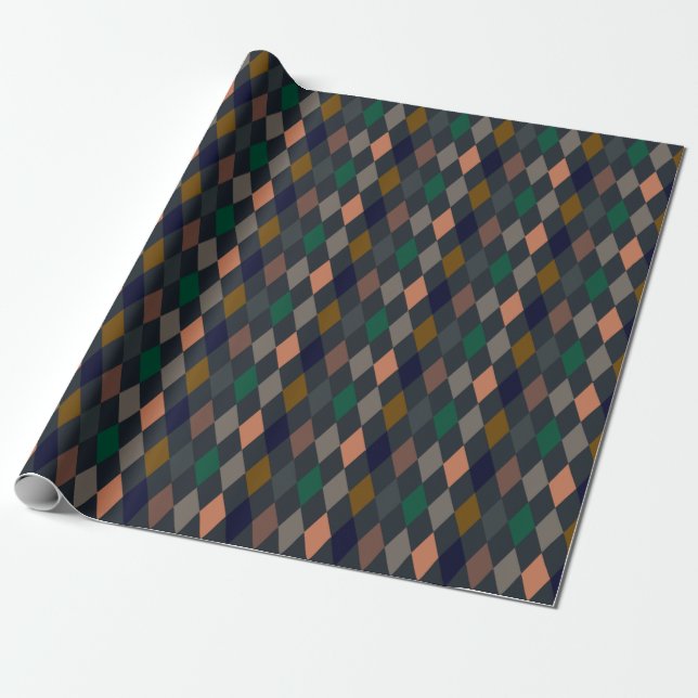 Papel De Presente Terras Escuras Harlequim Diamantes de Bosques (Desenrolado)