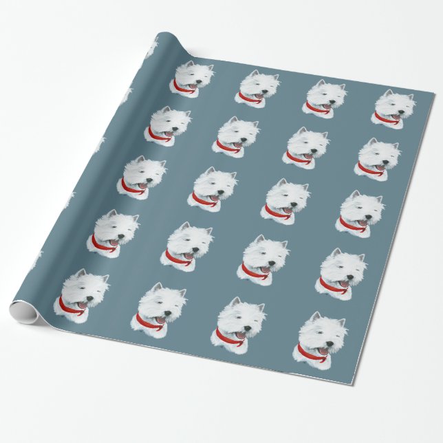 Papel De Presente Terrier Branco do West Highland (Desenrolado)